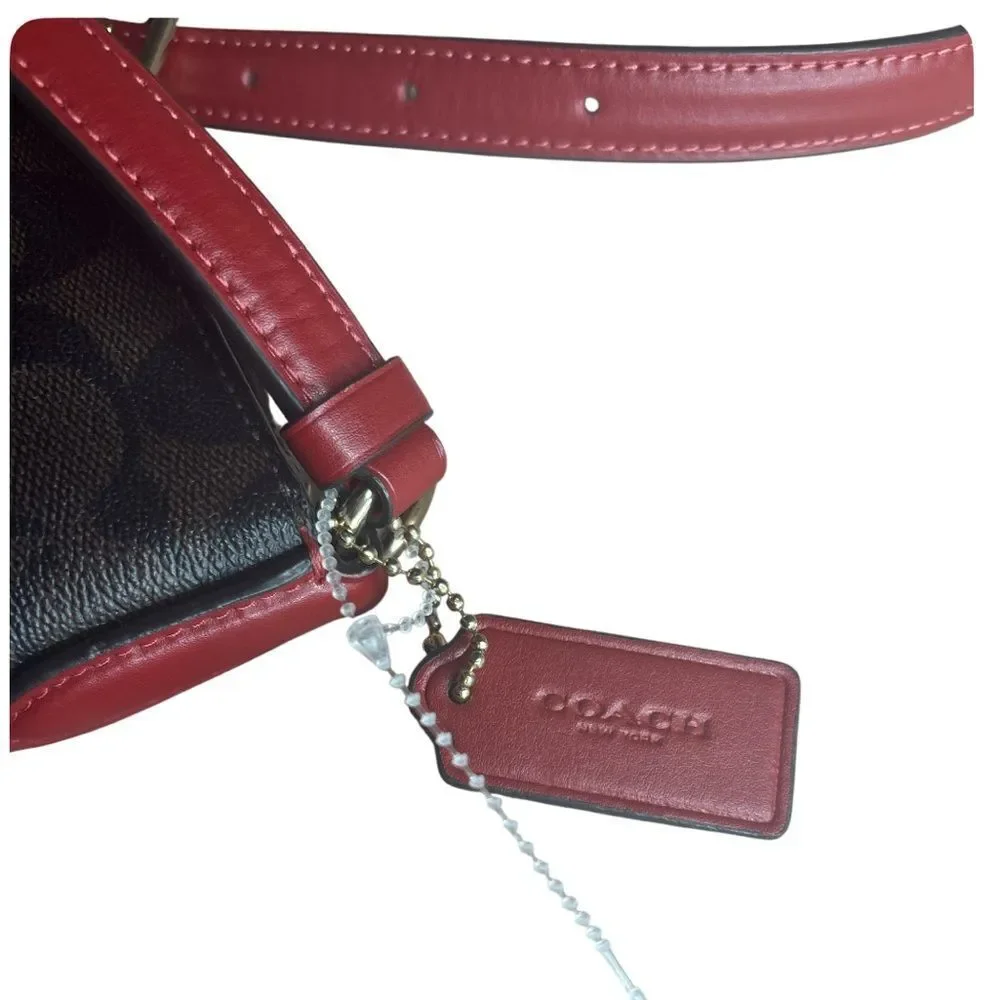 Coach Signature Rowan Brown and Red‎ Crossbody